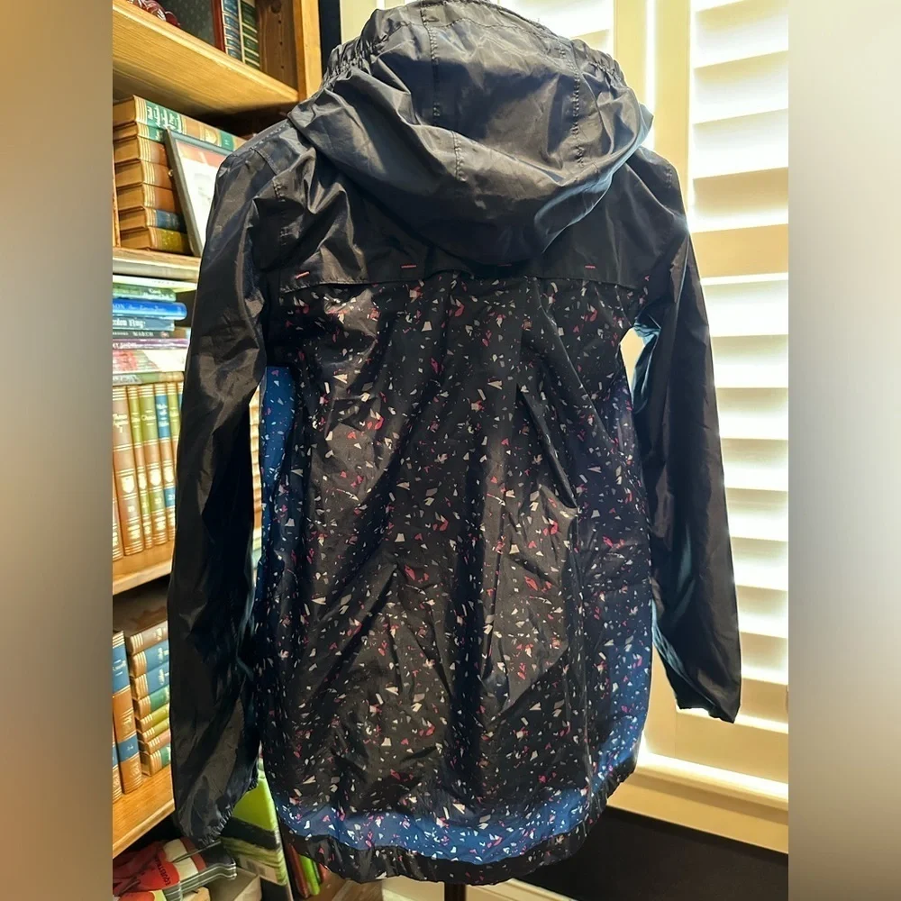 Quechua Kids' Navy Raincoat with Pink Accents